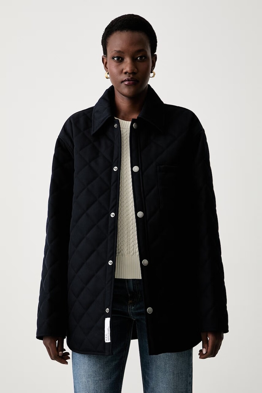A.P.C. prechodná bunda dámska s prímesou vlny blouson georges