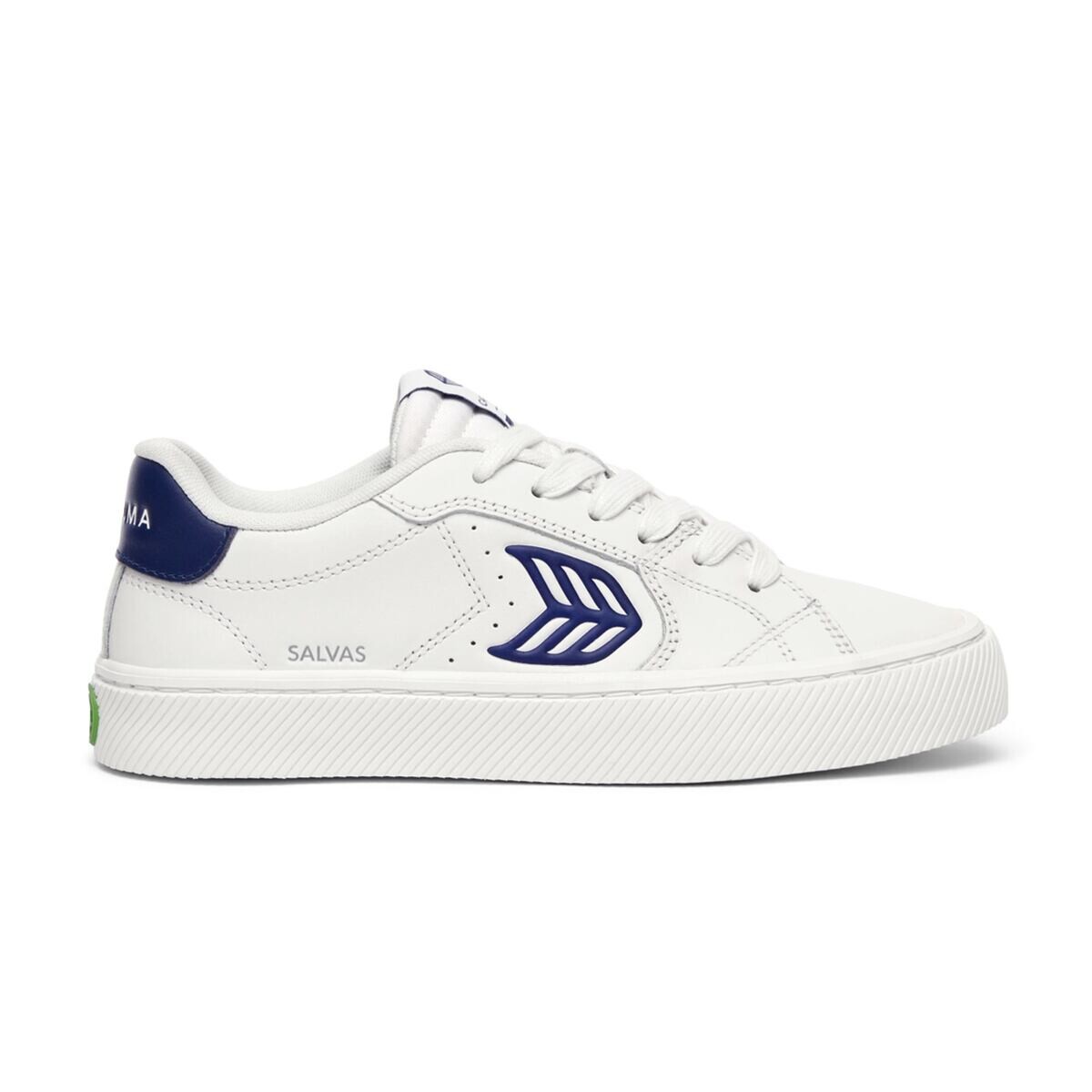 Pánske voľnočasové topánky Cariuma SALVAS White Leather Bright Navy Logo Sneaker