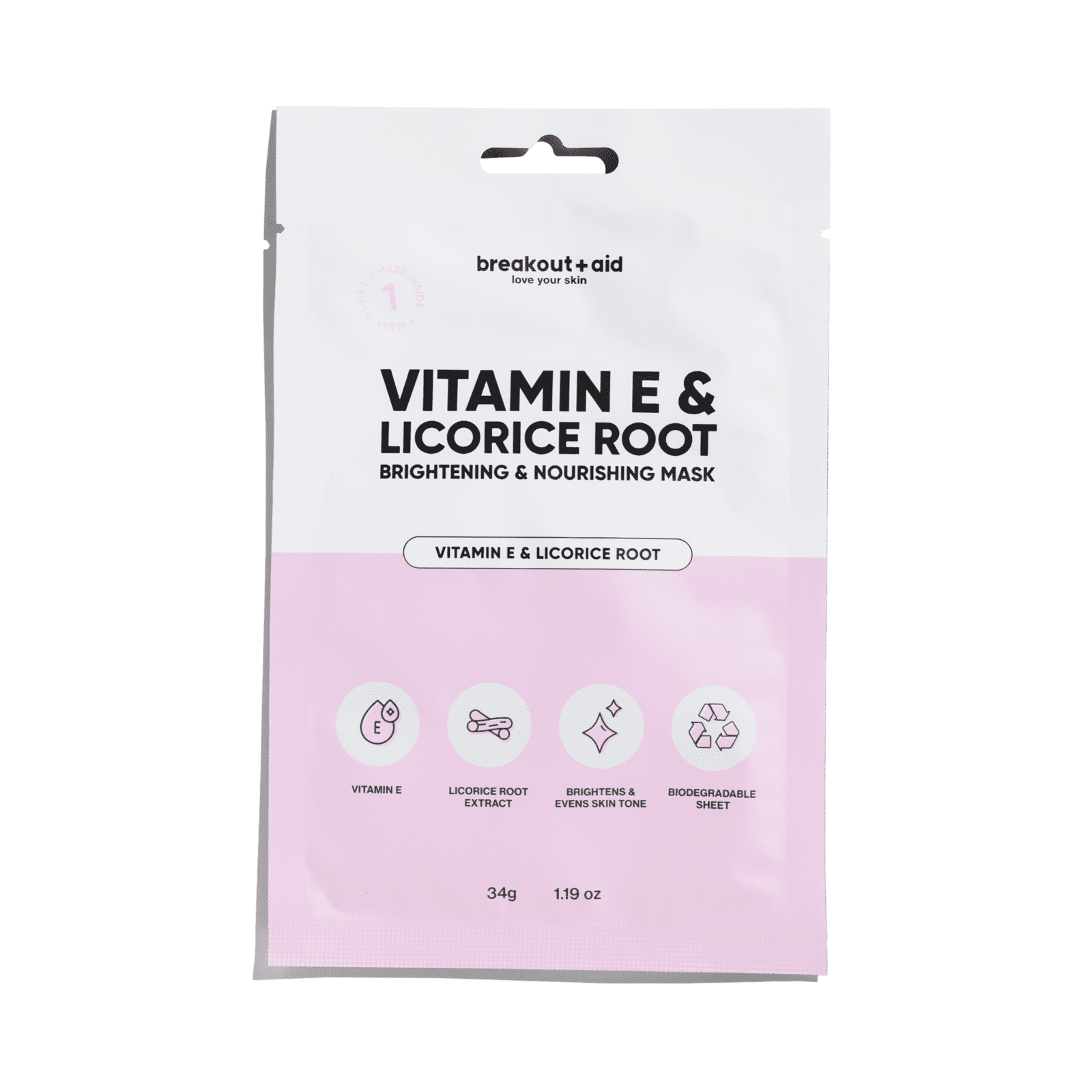 BREAKOUT+AID Rozjasňujúca maska s vitamínom E a lekóricou 34 g