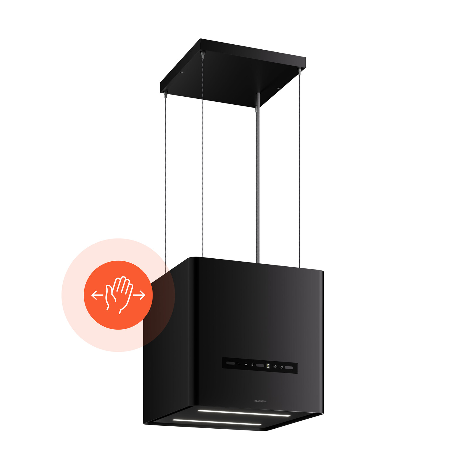 Klarstein Nexture závesný ostrovčekový digestor | A++ | 40 cm | 661 m³/h | Čierny