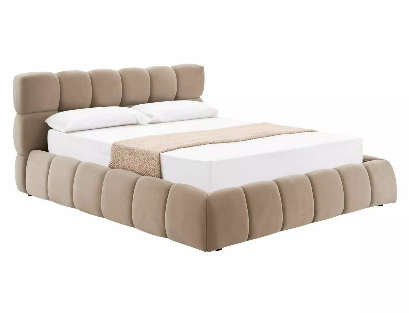 Dvoulůžková postel Parma Velvet 140x200 tmavě béžová