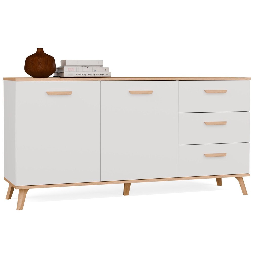 Komoda Olympo 2D3S 150 cm bílá/dub Artisan