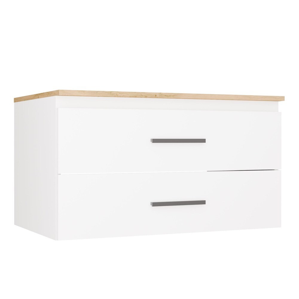 Závěsná skříňka pod umyvadlo s deskou NEL 2S 80 cm bílá/dub Artisan