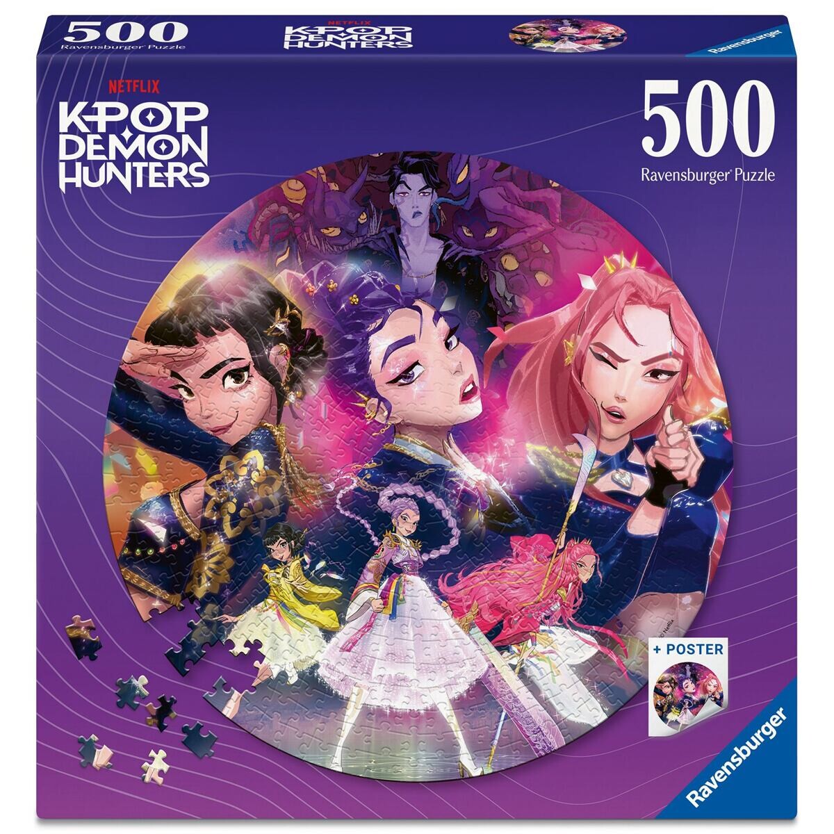 Ravensburger Kruhové puzzle: K-pop: Lovkyňa démonov Puzzle 500 dielikov