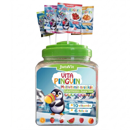 JUTAVIT Vita pingvin multivitamin lízanky bez cukru so sladidlami 100 ks