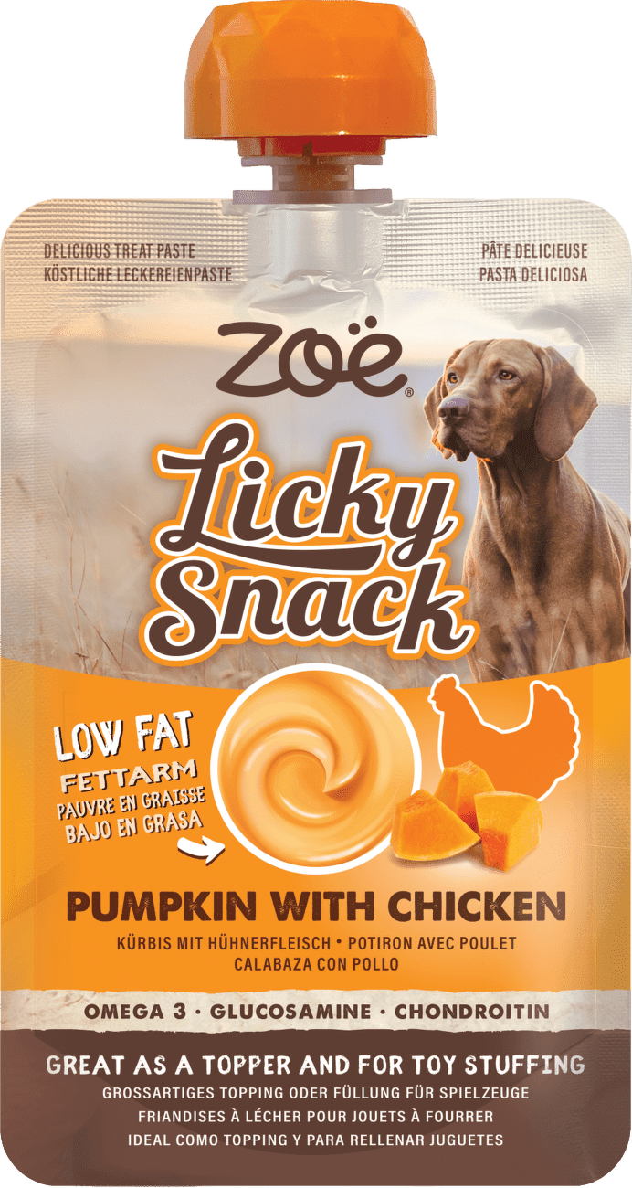 Pochúťka Zoë Licky Snack tekvica s kuracím mäsom 85 g