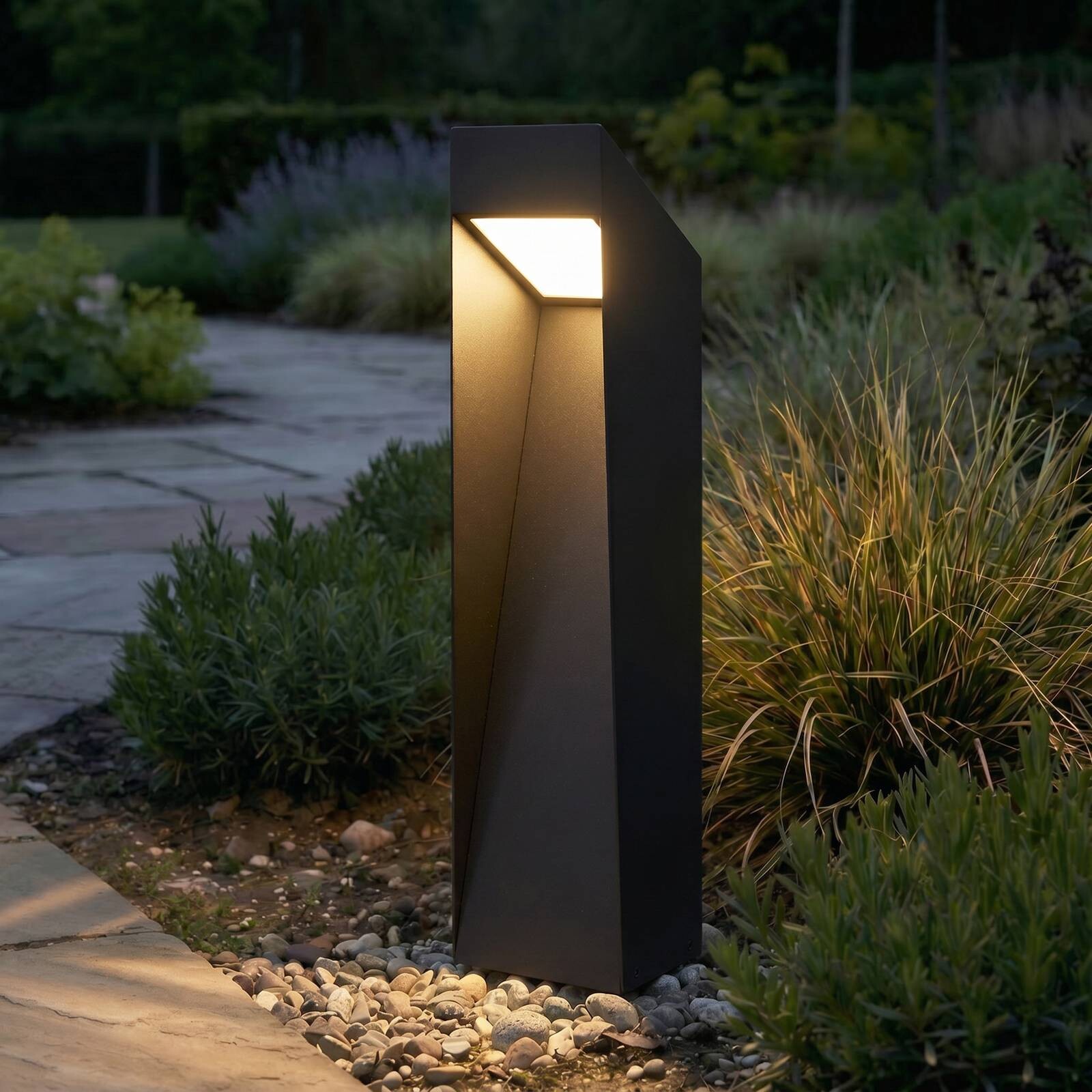 LED podlahová lampa Lucande Louran, 55 cm, čierna, smer svetla nahor/nadol