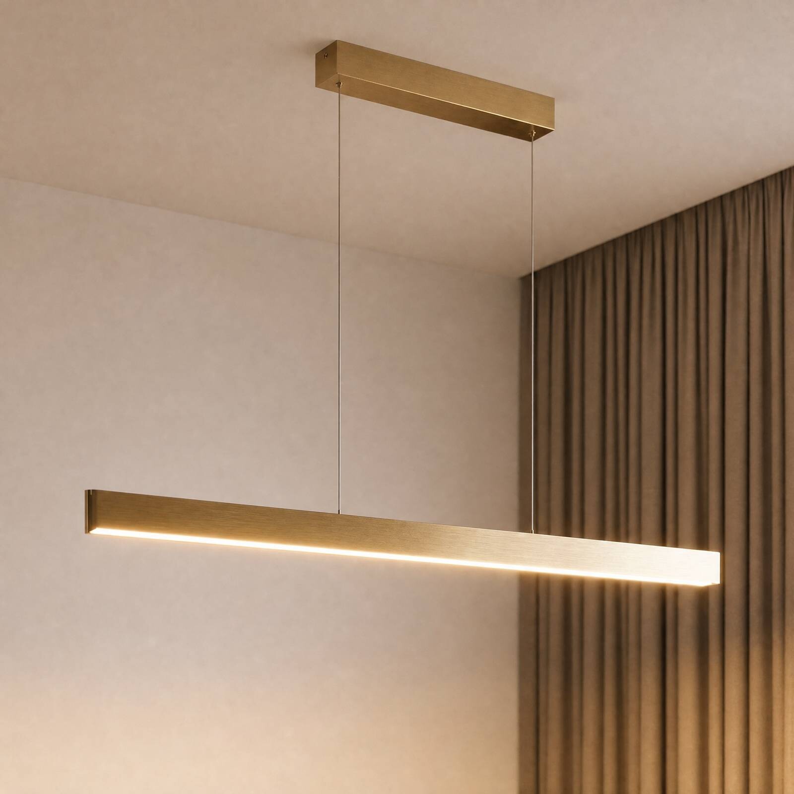 LED závesné svietidlo Lucande Mylosh, zlaté, 150 cm, CCT, stmievateľné
