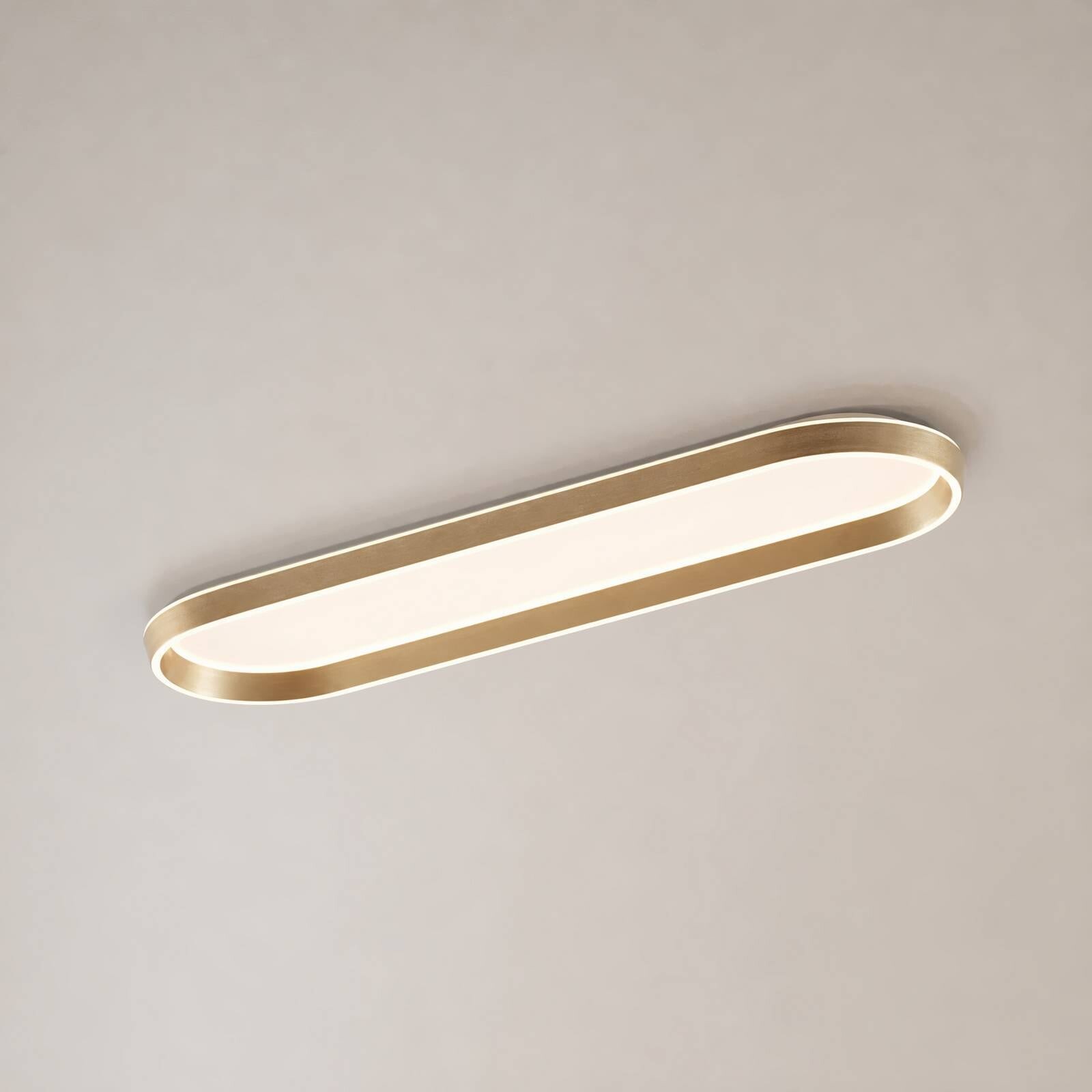 Stropné LED svetlo Lucande Rylan, 112 cm, mosadz, stmievateľné, CCT