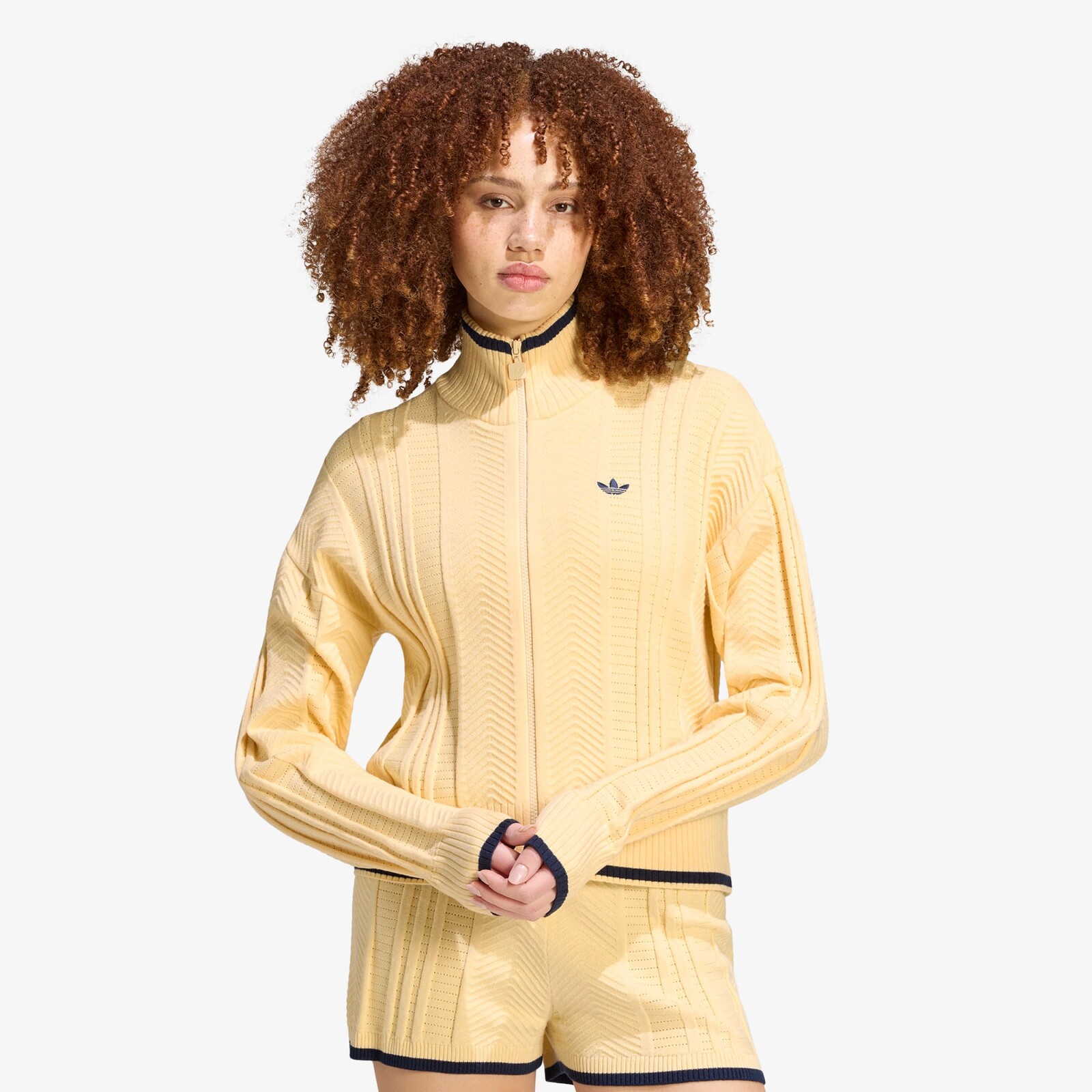Svetr adidas Cable Knit Firebird Track Top Warm Vanilla L