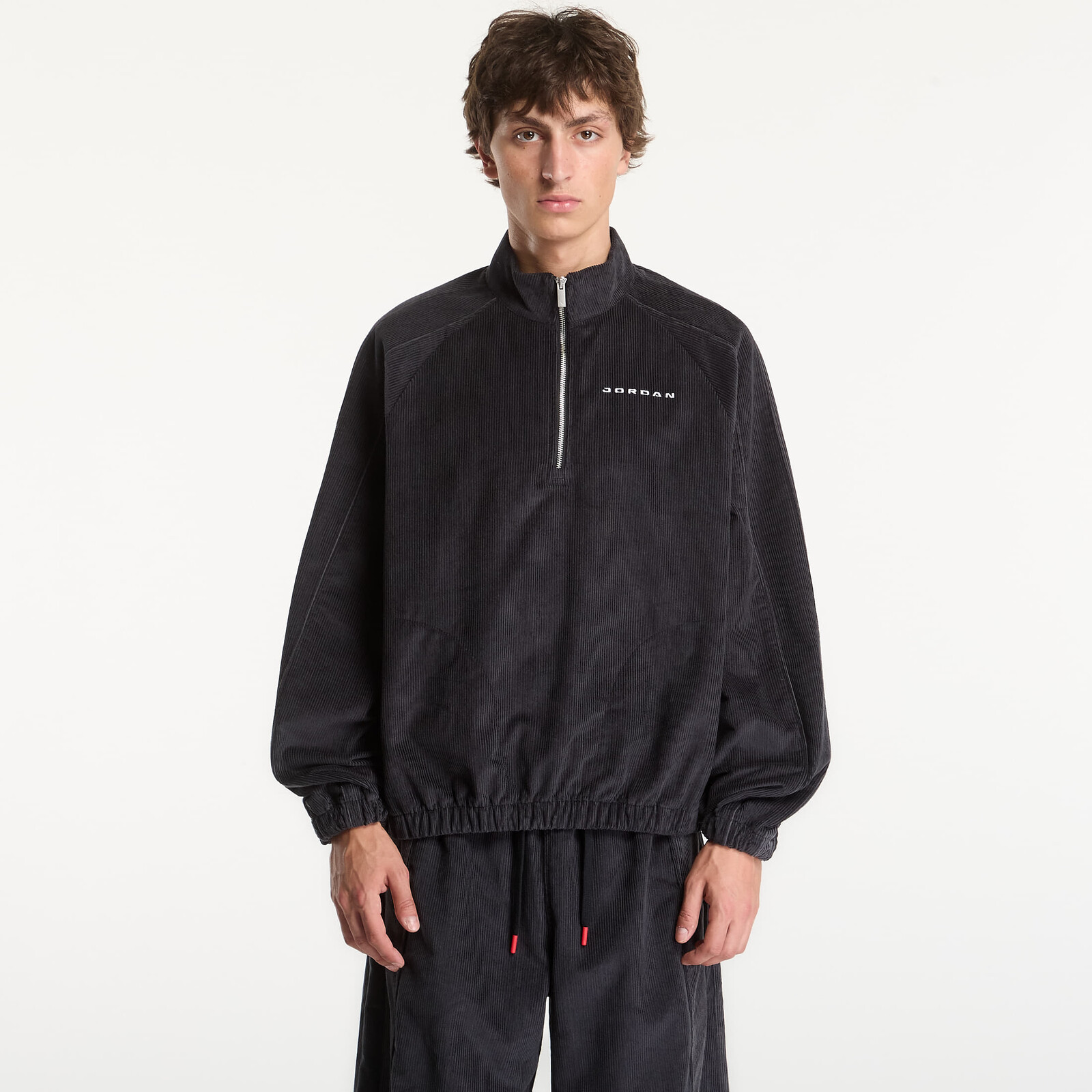 Mikina Jordan Flight Men's Corduroy 1/2-Zip Top Black/ Black/ Dk Smoke Grey/ White S