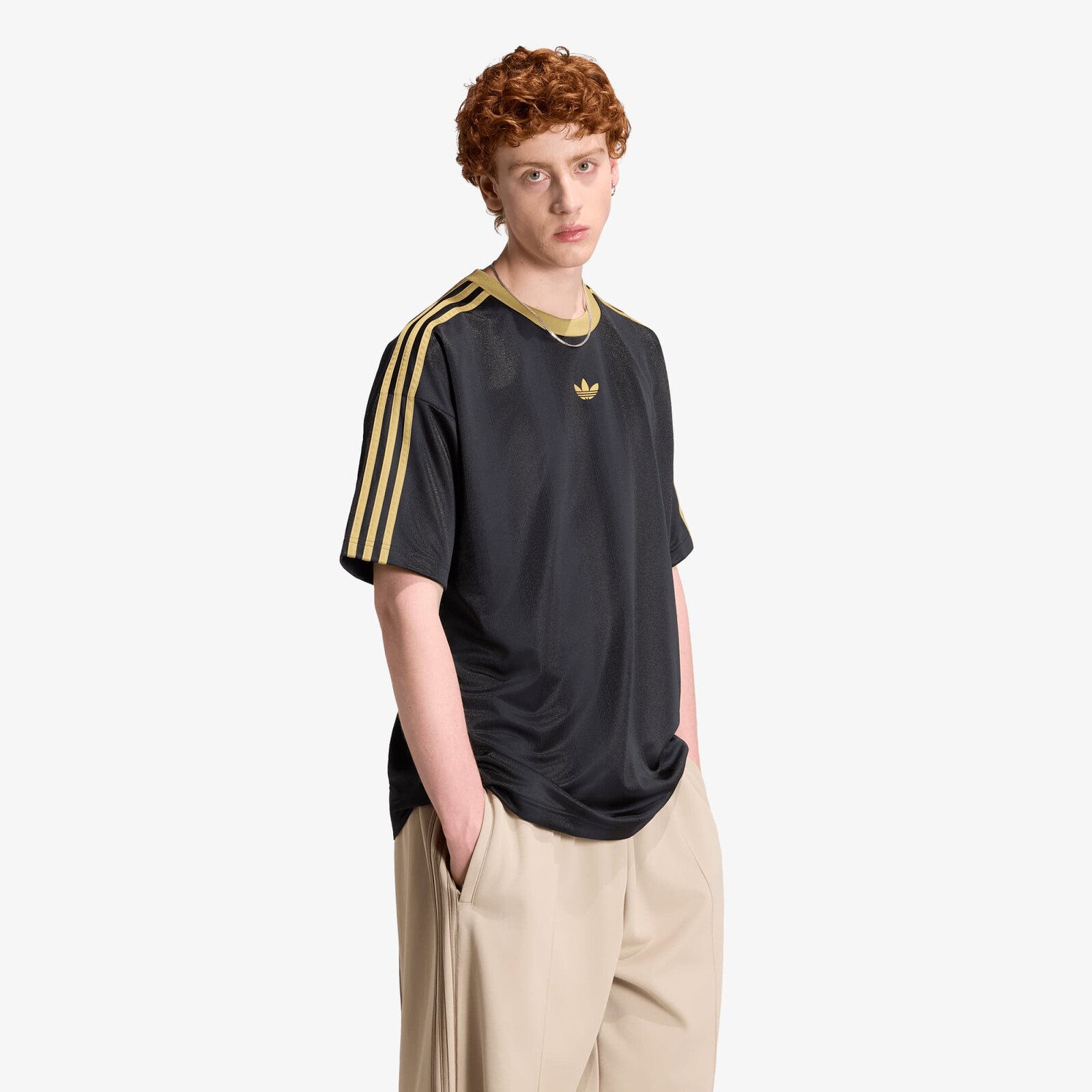 Tričko adidas Adicolor Jacquard Jersey Black/ Dark Football Gold S