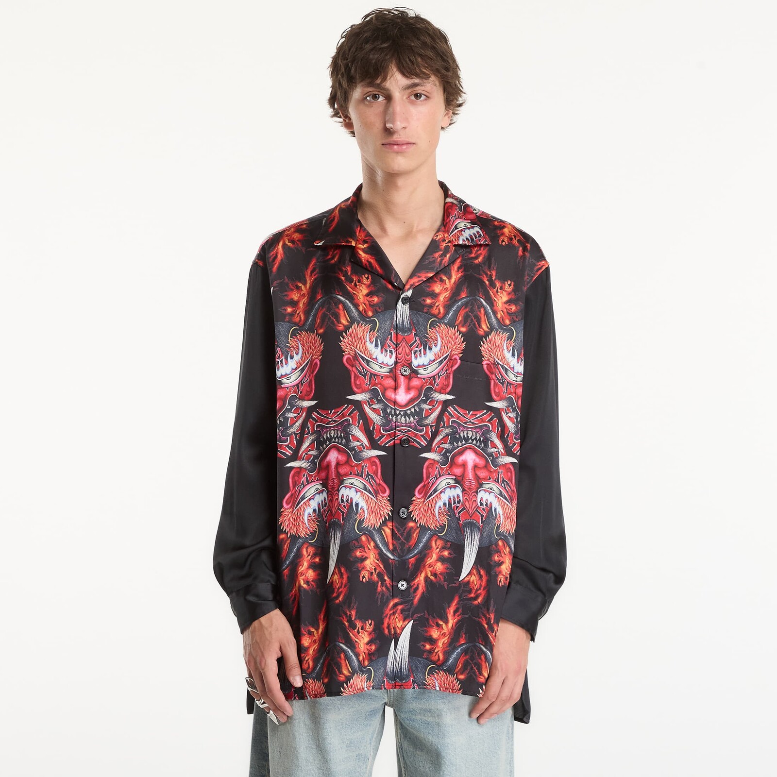 Košeľa Y-3 Red Satin Graphic Shirt UNISEX Multicolor XL