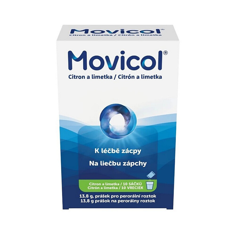 MOVICOL na liečbu zápchy citrón + limetka 13,8 g 10 kusov