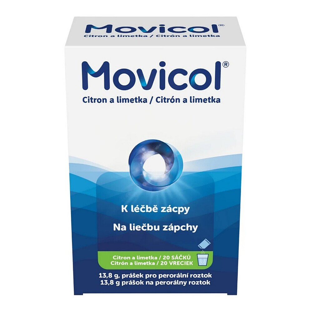 MOVICOL na liečbu zápchy citrón + limetka 13,8 g 20 kusov