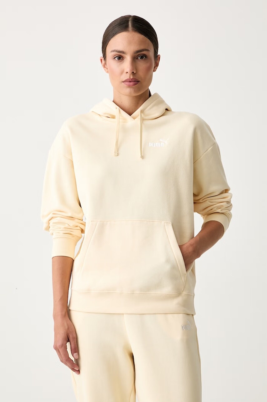Puma mikina s kapucňou dámska s bavlnou Essentials