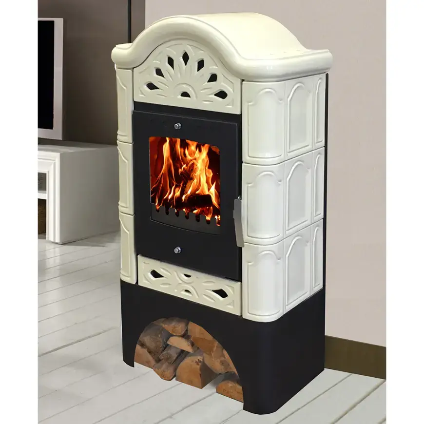 Pec oceľovo-kachľová Bergento II drab 6 kW