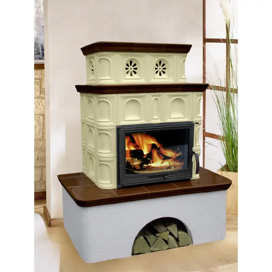 Pec oceľovo-kachľová Salzburg creme/coffebrown 9 kW