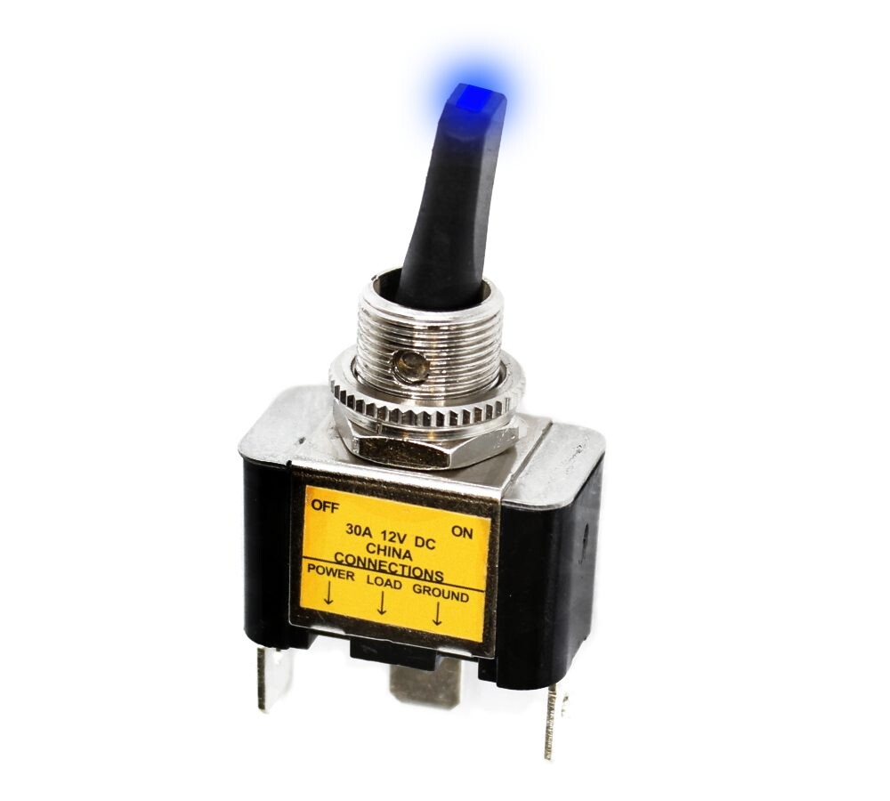 Páčkový prepínač s aretáciou On/Off 30A 12V Modrý
