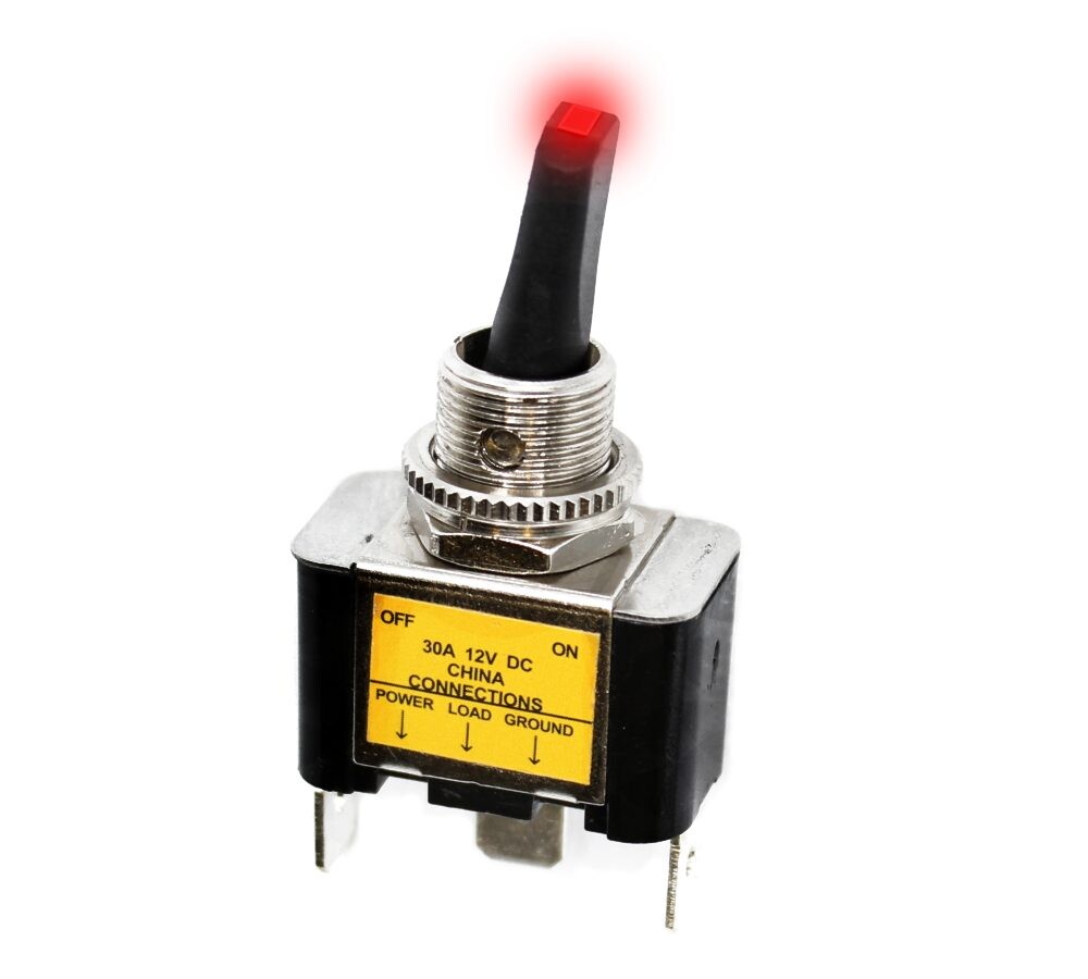 Páčkový prepínač s aretací On/Off 30A 12V Červený