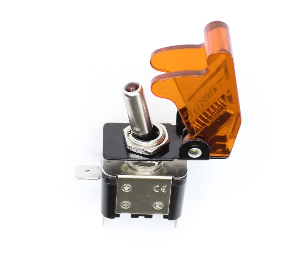 Robustný páčkový prepínač s krytkou - On/Off 20A 12V Oranžový