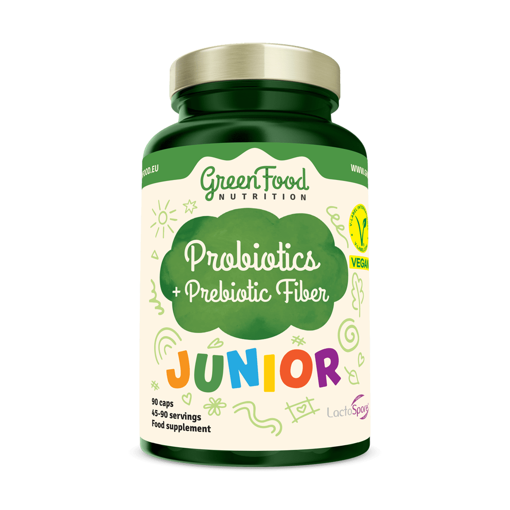 GREENFOOD NUTRITION Junior Probiotiká + Prebiotická vláknina 90 kapsúl