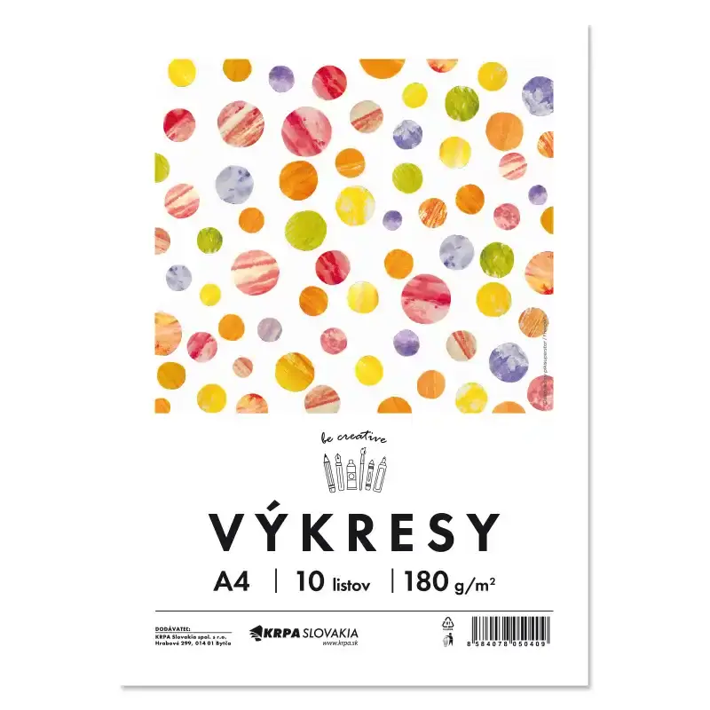 Výkres A4 biely – 180 g/m², 10 listov, fólia