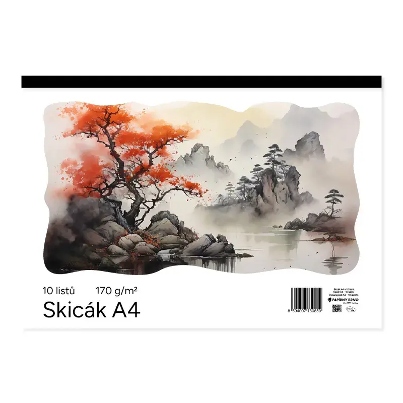 Skicár A4 biely – 170 g/m², 10 listov, fólia