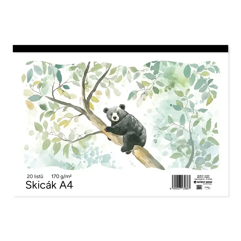 Skicár A4 biely – 170 g/m², 20 listov, fólia