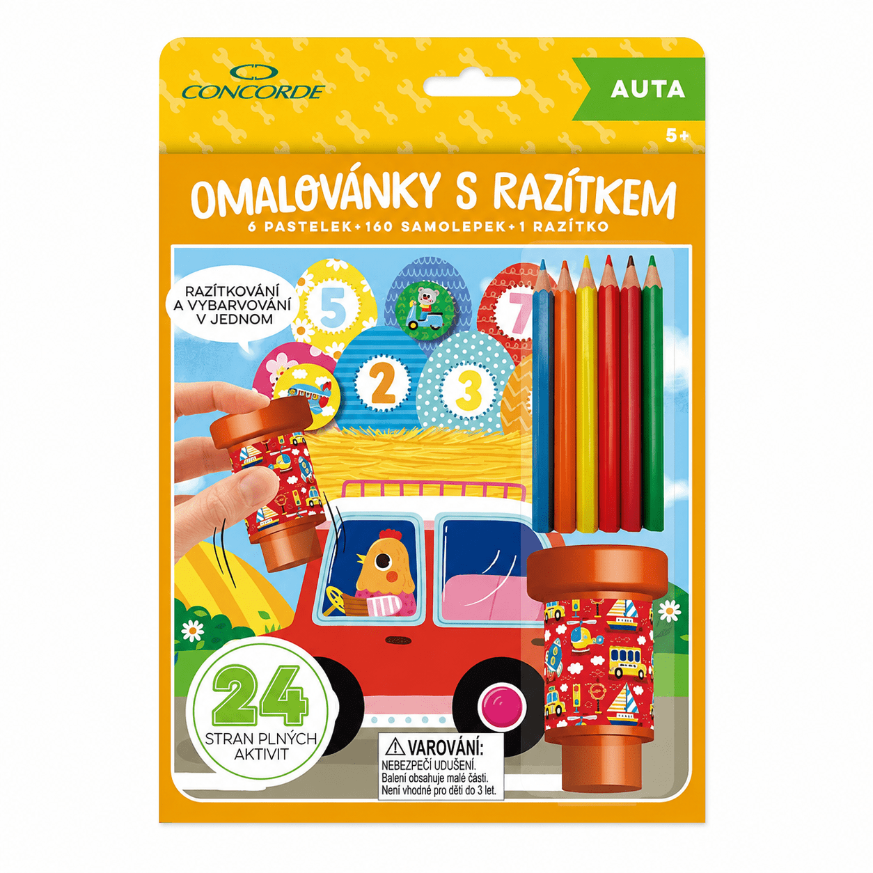 Kreatívna sada-omaľovánky s pečiatkou - auto
