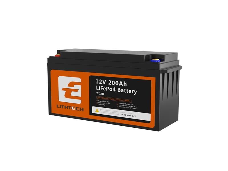 LiFePO4 batérie pre solárne systémy 12,8 V 200 Ah TE12200 LITHTECH Bluetooth, BMS, IP66