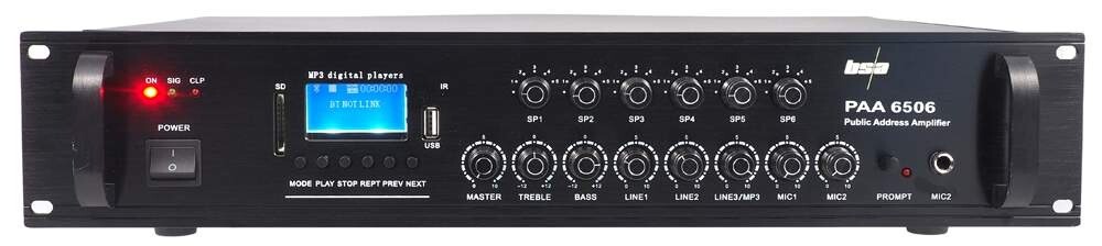 BSA BS ACOUSTIC PAA6506, 6-zónová rozhlasová ústredňa pre 100V / 650W