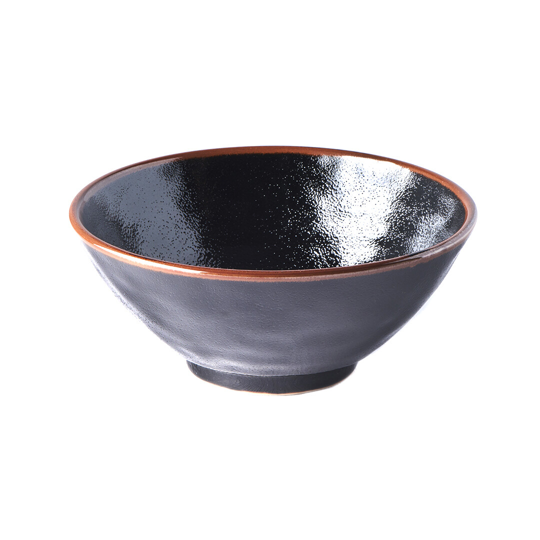 Jedálenská misa TENMOKKU 20 cm, 800 ml, čierna, keramika, MIJ