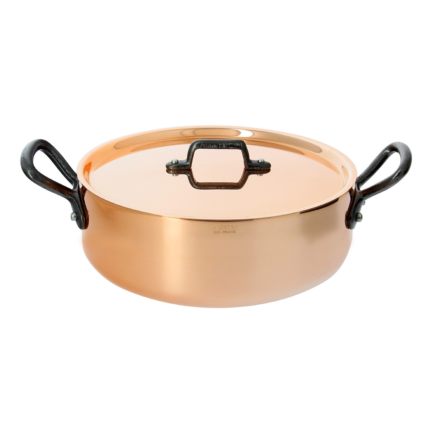 Medený kastról na soté s liatinovými uchami O 24 cm Inocuivre de Buyer