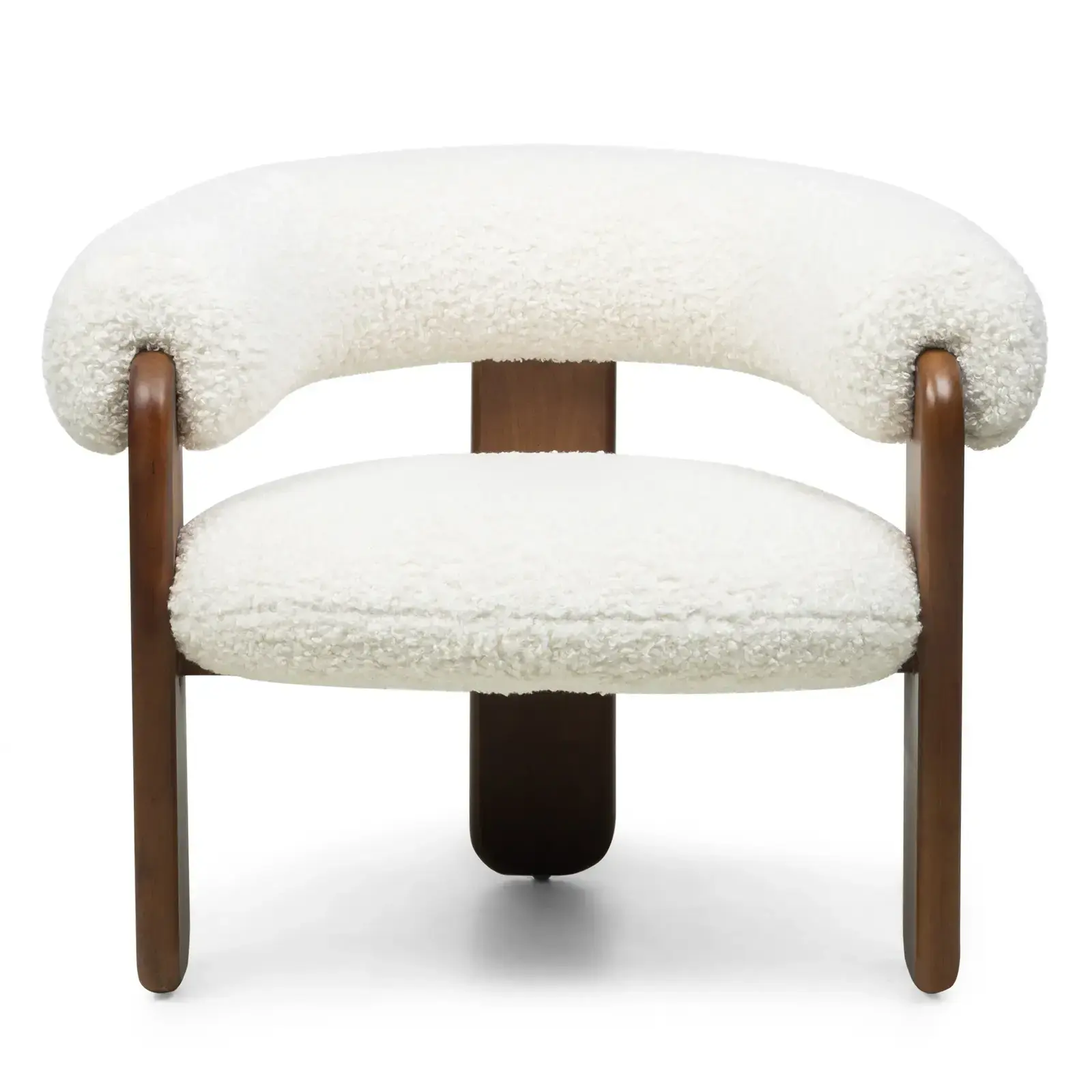Designové křeslo Jolie bouclé z masivu krémové/ořech