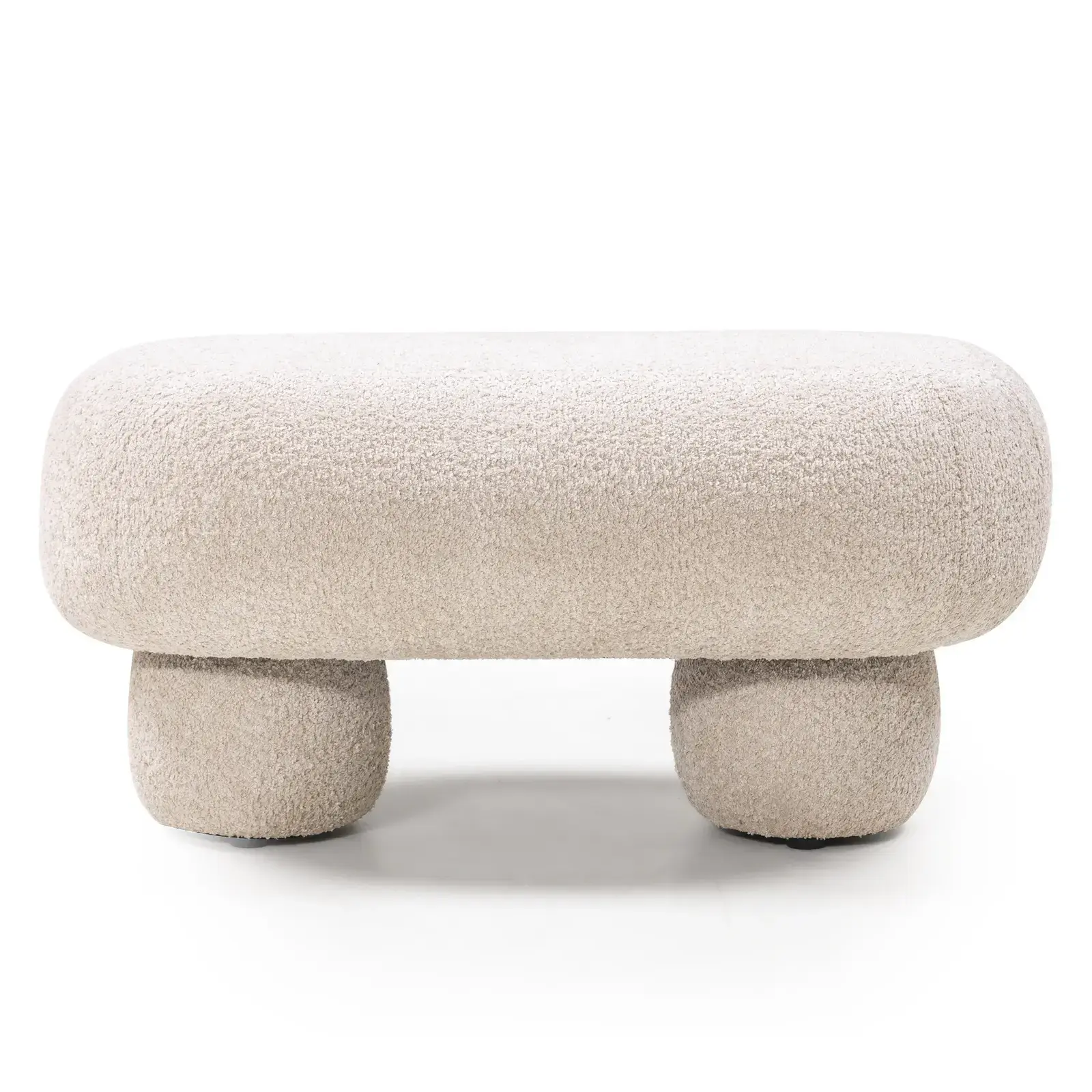 Designový taburet Fragola 90 cm bouclé světle béžový