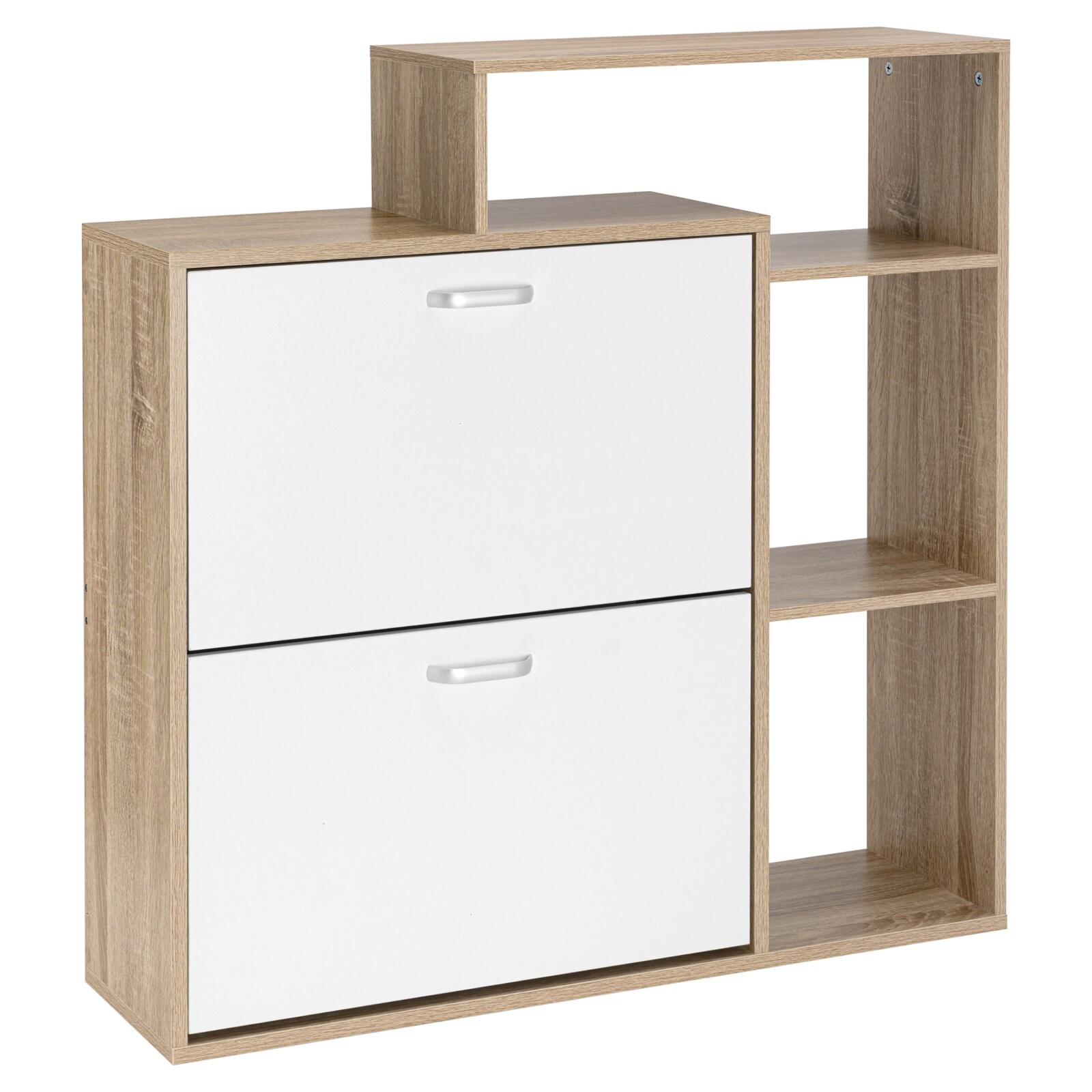 Výklopný botník ZEFIR 90 cm bílý/dub sonoma