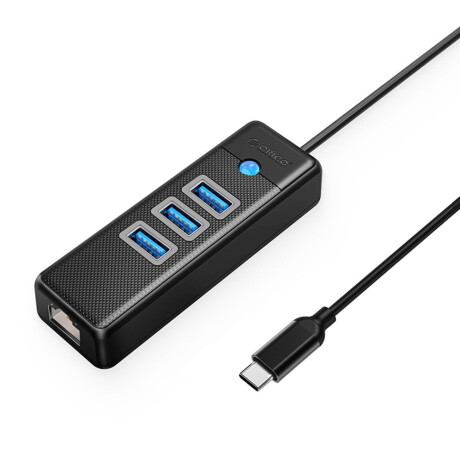 Orico PW3UR25-C3 HUB adaptér USB-C - 3x USB 3.0 / RJ45 2.5G 15cm, čierny
