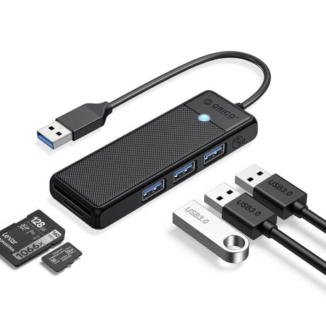 Orico PAPW3AT-U3 HUB adaptér USB - 3x USB 3.0 / čítačka SD kariet 1m, čierny