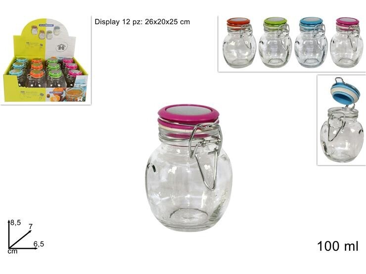 MAKRO - Dóza sklo 100ml klip, rôzne farby