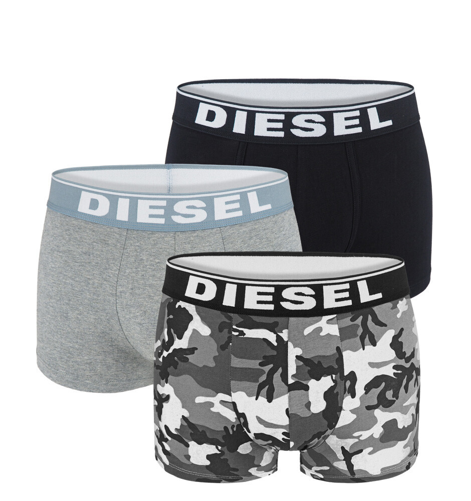 DIESEL - 3PACK cotton stretch camo gray & black boxerky - limitovaná edícia