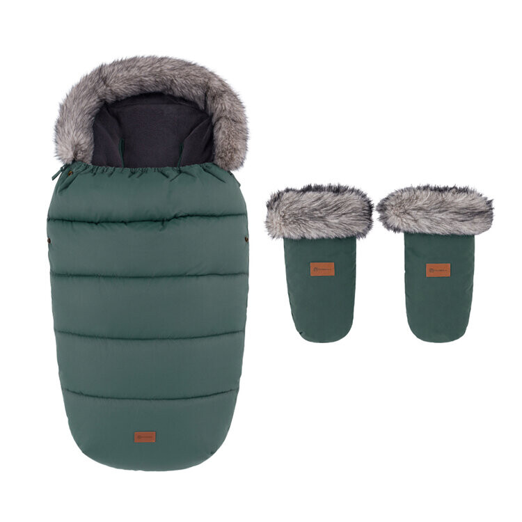 PETITE&MARS Set zimný fusak Comfy 4v1 + rukavice na kočík Fjora Veritable Khaki