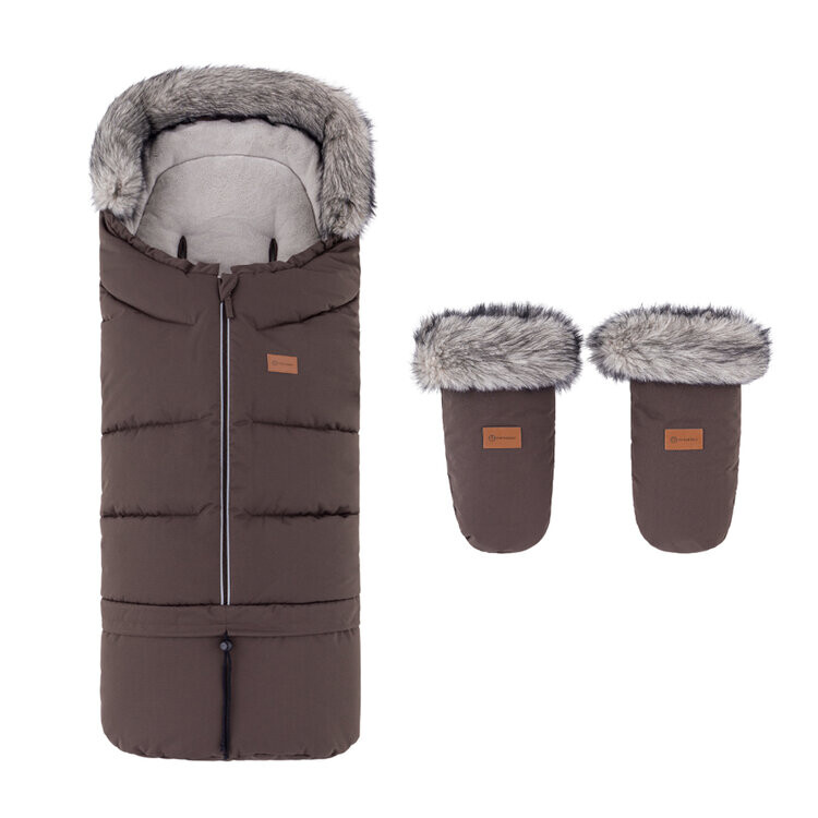 PETITE&MARS Set zimný fusak Arctic 4v1 + rukavice na kočík Fjora Rich Brown