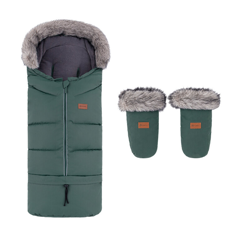 PETITE&MARS Set zimný fusak Arctic 4v1 + rukavice na kočík Fjora Khaki