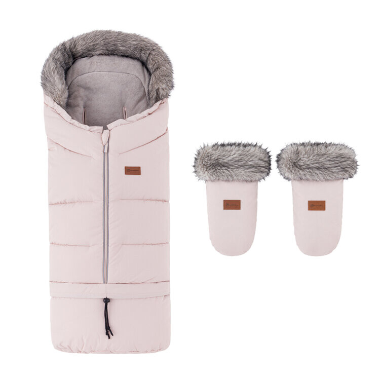 PETITE&MARS Set zimný fusak Arctic 4v1 + rukavice na kočík Fjora Rose Petal