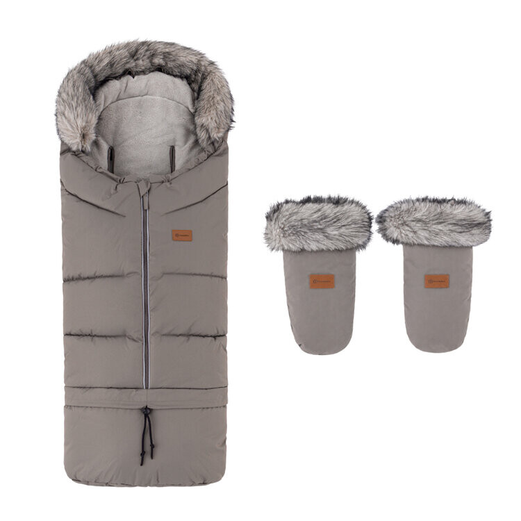 PETITE&MARS Set zimný fusak Arctic 4v1 + rukavice na kočík Fjora Mocha Mousse