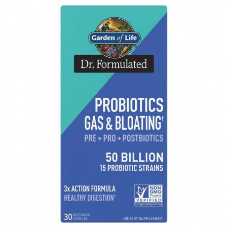 Dr.FORMULATED Probiotiká na plynatosť a nadúvanie 50 miliárd CFU 15 kmeňov 30 kapsúl
