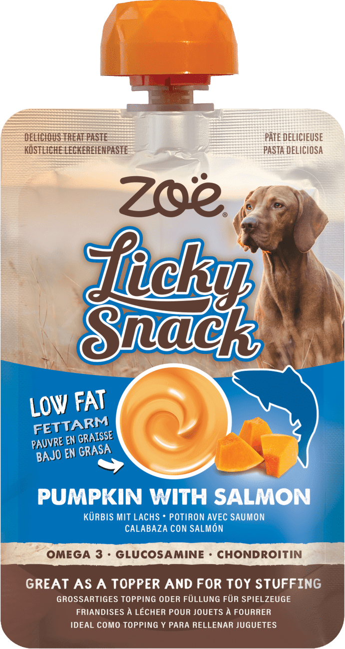 Pochúťka Zoë Licky Snack tekvica s lososom 85 g