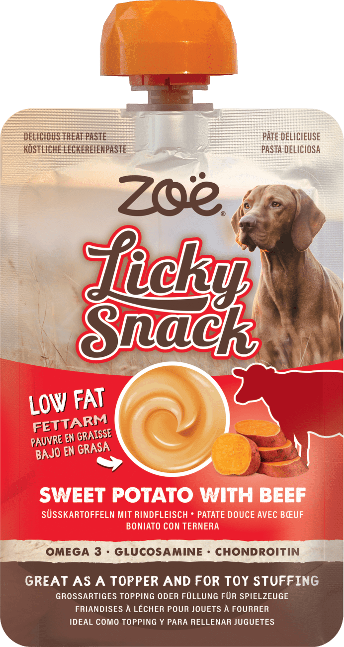 Pochúťka Zoë Licky Snack bataty s hovädzím mäsom 85 g
