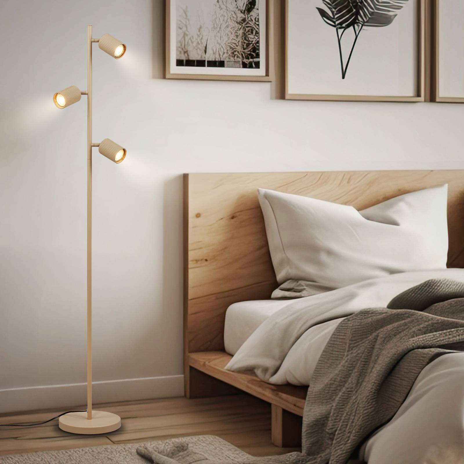 Stojacia lampa Ida, béžová, 3-pl., výška 141 cm, GU10